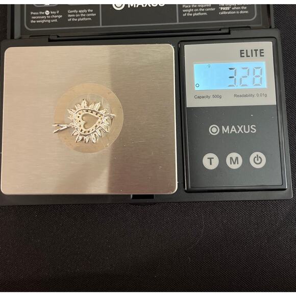 Sterling Silver Sunburst Heart Pendant, CZ Accents, Open Heart Design, 925 - Picture 6 of 7